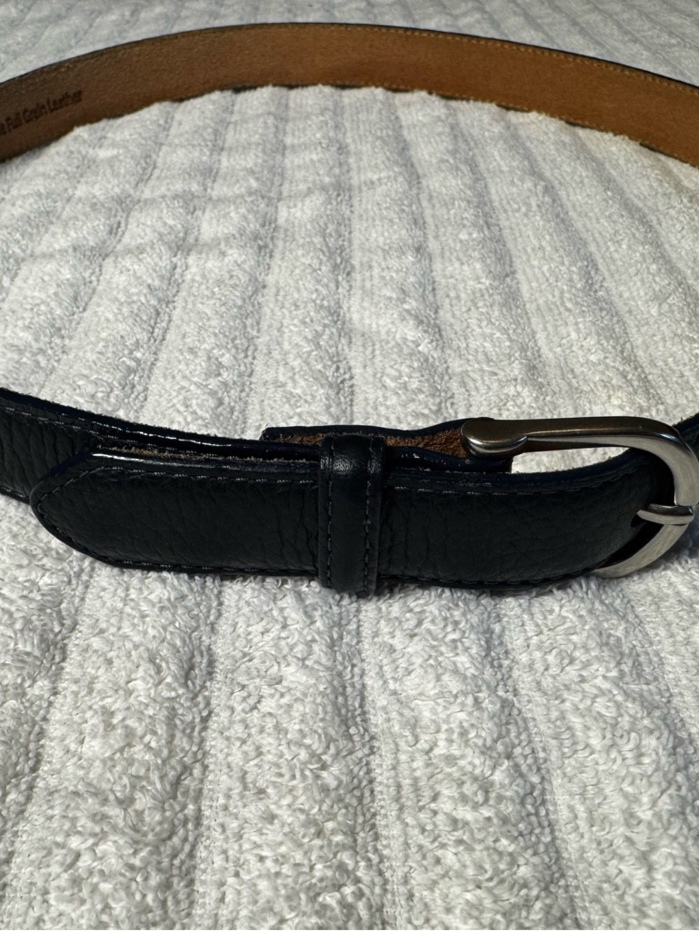 L.L.Bean Full Grain Leather Belt – Dark Navy Blue